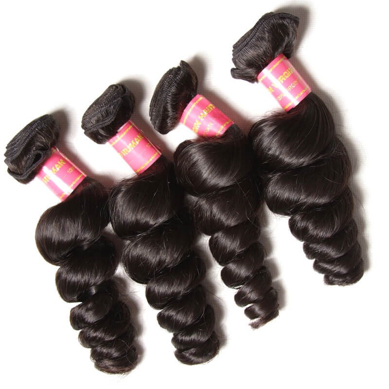 Idolra 4 Bundles Virgin Peruvian Loose Wave Hair Weave Peruvian Hair 16in-26in For Sale
